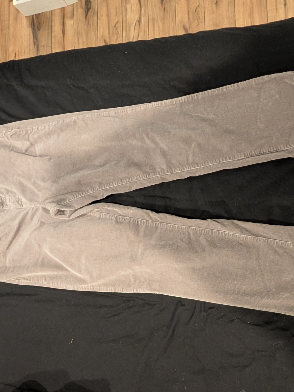 Talbots Flawless High-Waist Straight-Leg Corduroy Pants Gray 12 Long Raw Hem